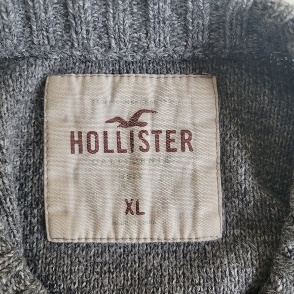 Hollister Crew Scoop Neck Knit Sweater Gray Preppy Classic XL - Picture 3 of 5